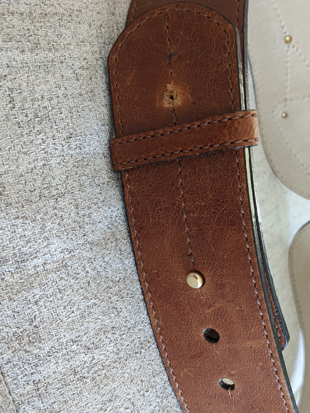 Antonio Melani Brown Leather Waist Belt with Gold Hardware - Picture 3 of 5